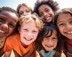 Group of children smiling after seeing dentist in Fort Washington